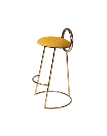 [JURAN] HOOP BAR STOOL (gold frame)_ mustard