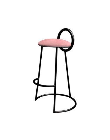 [JURAN] HOOP BAR STOOL (matt black frame)_ pink