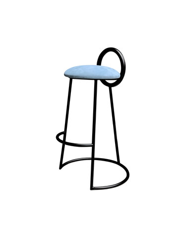 [JURAN] HOOP BAR STOOL (matt black frame)_ sky