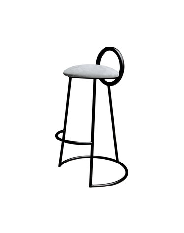 [JURAN] HOOP BAR STOOL (matt black frame)_ light gray