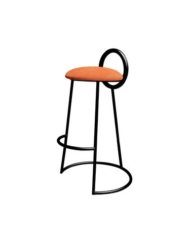[JURAN] HOOP BAR STOOL (matt black frame)_ coral