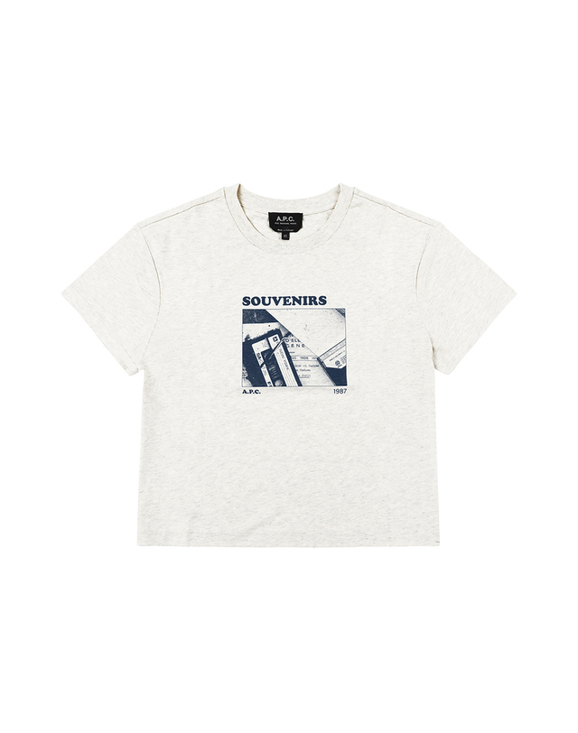 아페세 [아페쎄 APC] COHBO F26436 PAA HEATHERED ECRU 여성 반팔티 착용컷