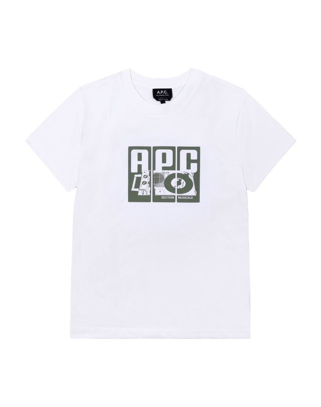아페세 [아페쎄 APC] COBQX M26485 AAB WHITE 공용 반팔티 착용컷