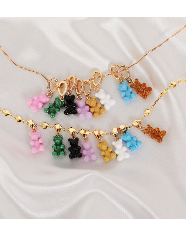 크리스탈 헤이즈 [크리스탈헤이즈 CRYSTAL HAZE] NOSTALGIA BEAR-MYKONOS BLUE-CLASSIC CONNECTOR SILVER 여성 참 착용컷