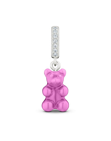 [크리스탈헤이즈 CRYSTAL HAZE] NOSTALGIA BEAR-CANDY PINK-PAVE CONNECTOR SILVER 여성 참