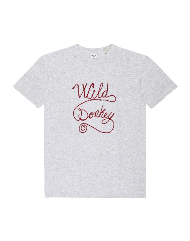 와일드 동키 [와일드동키 WILD DONKEY] T-CHAIN LOGO HEATHER GREY 공용 반팔티 착용컷
