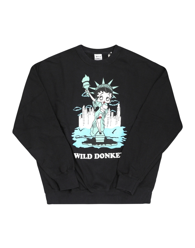 와일드 동키 [와일드동키 WILD DONKEY] FG-BETTY LIBERTY BLACK 공용 맨투맨 착용컷