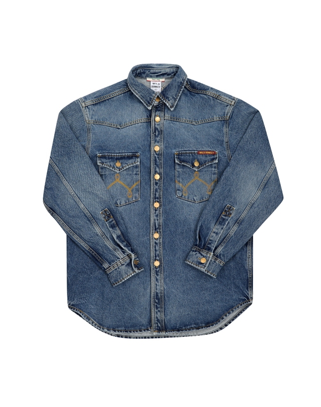 와일드 동키 [와일드동키 WILD DONKEY] DS-ALFREDO WASHED BLUE 공용 셔츠 착용컷