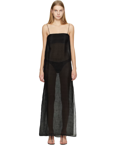 [해외직구] 26 FW Matteau 블랙 시스루 캐미 맥시 드레스 261946F055000