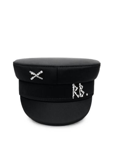 [해외직구] 26 FW 루슬란바진스키 크리스털 장식 베이커 보이 새틴 캡 모자 RUSLANBAGINSKIYCRYSTALEMBELLISHEDBLACKSATINBAKERBOYCAP TP455914385