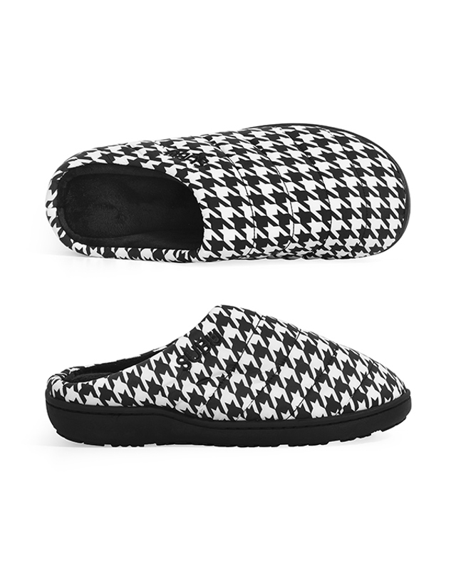 수부 스부 SUBU HOUNDS TOOTH (SB-17) 오리지널 퍼머넌트 F-라인 하운즈 투스 체크 기모 패딩 슬리퍼 착용컷