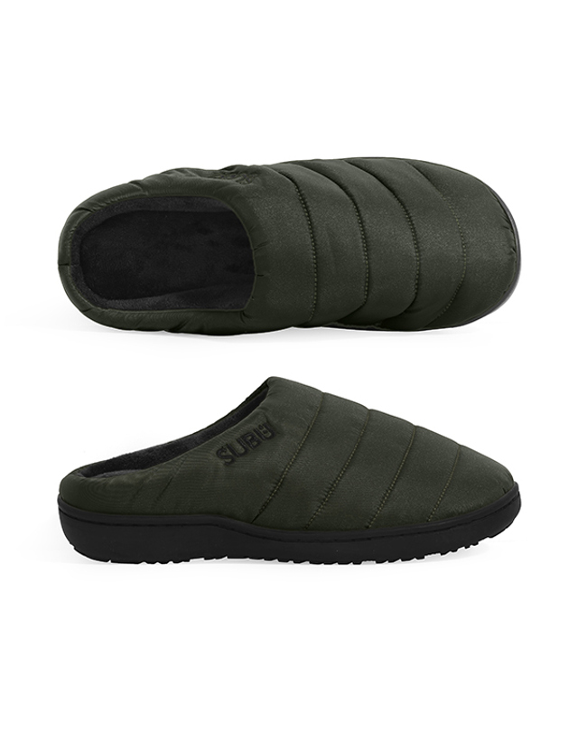 수부 스부 SUBU MOUNTAIN KHAKI (SB-43) 오리지널 퍼머넌트 F-라인 마운틴 카키 기모 패딩 슬리퍼 착용컷