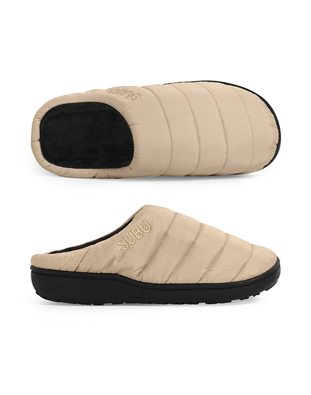 수부 스부 SUBU BEIGE (SB-73) 오리지널 퍼머넌트 F-라인 베이지 기모 패딩 슬리퍼 착용컷