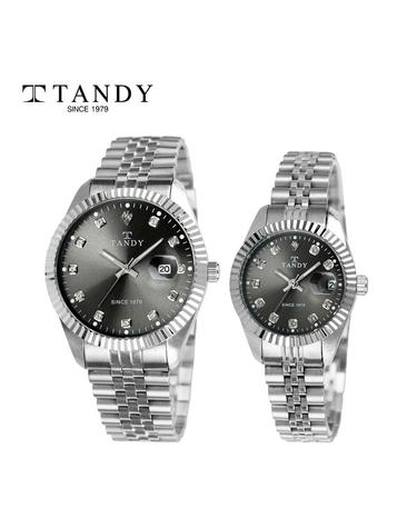 [TANDY] 탠디 럭셔리 커플 메탈 손목시계(오스트리아 스톤 식입) T-3909 실버 남여세트