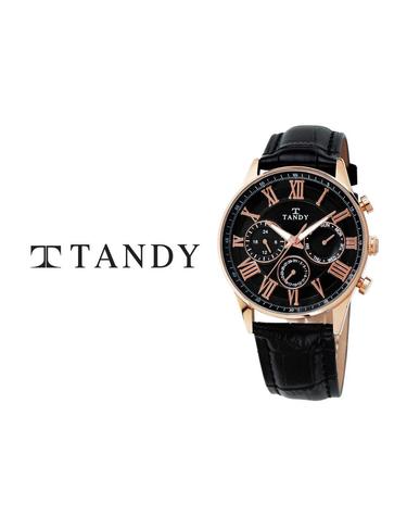 TANDY 탠디 클래식 남성용 멀티펑션 가죽시계 1712 로즈블랙