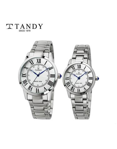TANDY 탠디 클래식 커플 메탈 손목시계 T-3714 화이트 남여세트
