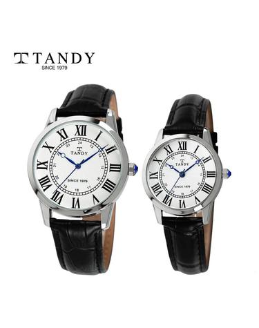 TANDY 탠디 클래식 커플 가죽 손목시계 T-1714 화이트 남여세트
