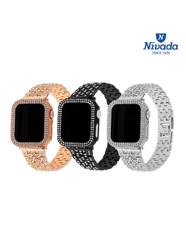 [NIVADA] 니바다 애플워치 스트랩 3종 큐빅 메탈밴드 5009+큐빅 케이스 5010 7 SE 6 5 4 3 2 1 세대 38 40 41mm