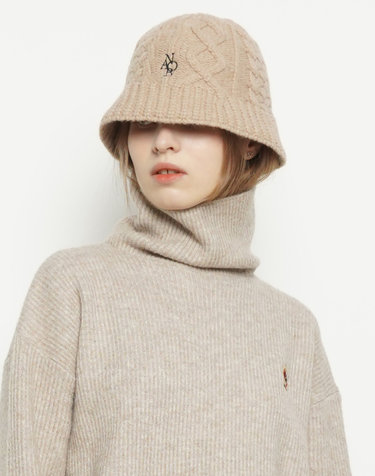 MW22 twisted knit bucket hat beige
