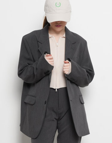 유니섹스 오버핏 셋업 블레이저 차콜