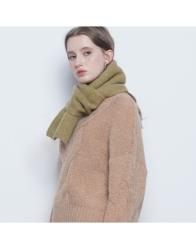 에이본 W182 wool knit muffler olive 착용컷