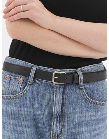 우먼 페이크 레더 롤링 벨트 블랙