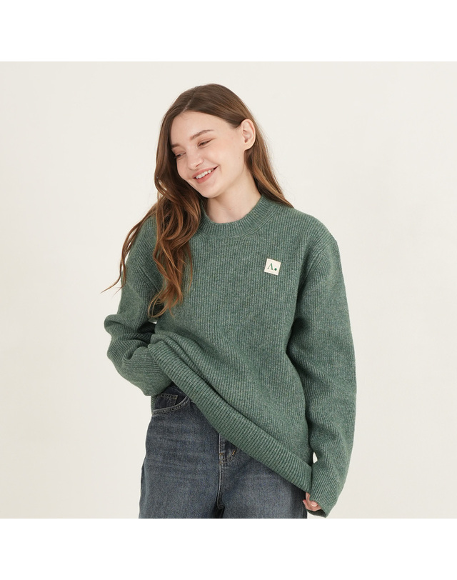 에이본 워셔블 캐시 하찌 라운드 니트 그린 착용컷