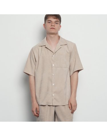 MW143 corduroy collar setup shirts beige