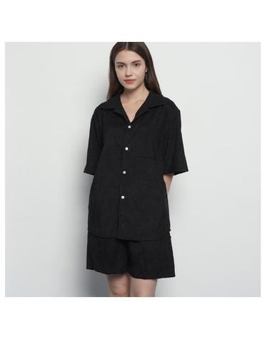 MW143 corduroy collar setup shirts black