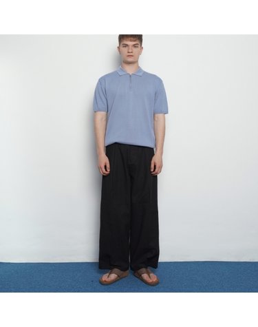 M456 linen wide pants black