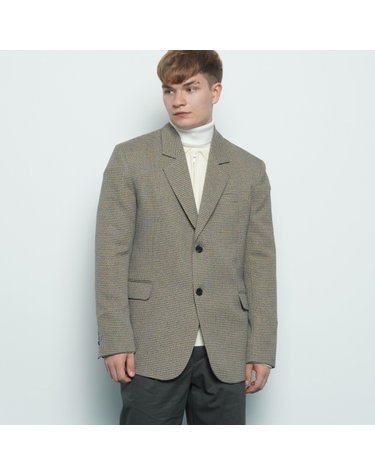 MW636 tweed check single jacket mustard