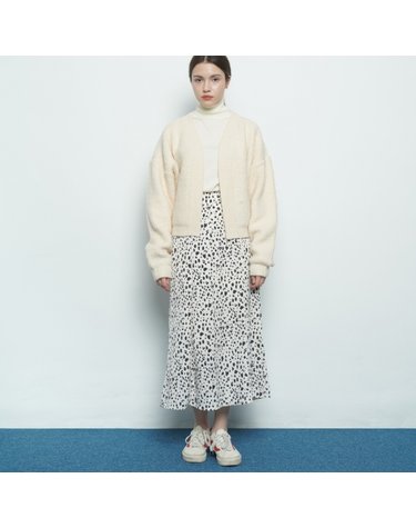 W327 leopard pattern skirt ivory