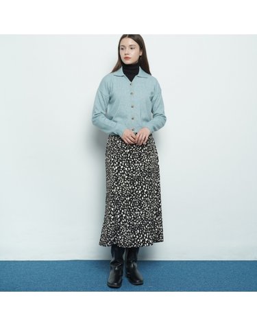 W327 leopard pattern skirt black