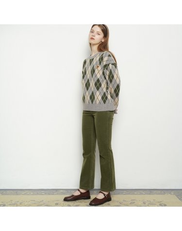 W11 cotton slim boots cut khaki
