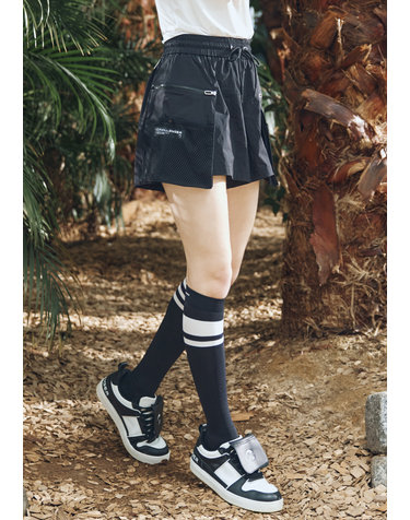 [온라인단독] [챌린저] 탈부착 메쉬빅포켓 허리스트링 여성 큐롯형 반바지 블랙_CHD2WHP0684BK