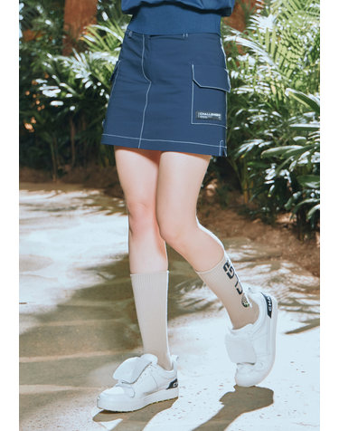 [온라인단독] [챌린저] 양포켓 로고플레이 여성 A라인 큐롯 네이비_CHD2WSK0686NY
