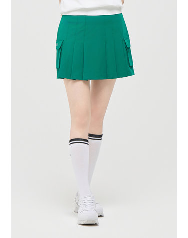 [온라인단독] [챌린저] 여성 에센셜 폴리스판 카고포켓 플리츠 큐롯 그린