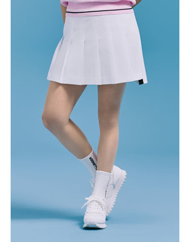 [챌린저] 여성 A라인 언밸런스 플리츠 큐롯 화이트