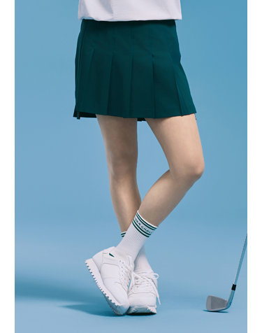 [챌린저] 여성 A라인 언밸런스 플리츠 큐롯 다크그린