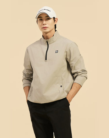 [온라인단독] [챌린저] 남성 에센셜 반집업 하이넥 윈드브레이커 우븐탑 베이지