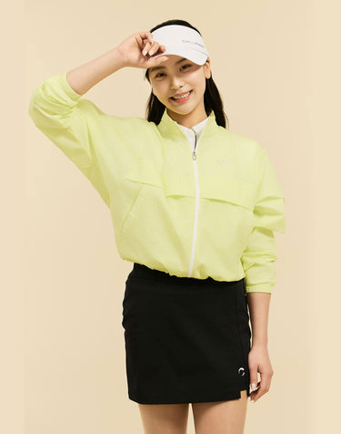[온라인단독] [챌린저] 여성 루즈핏 하이넥 바람막이 자켓 옐로우