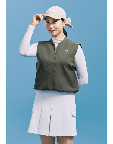 [온라인단독] [챌린저] 여성 스트레치 크링클 풀집업 베스트 카키