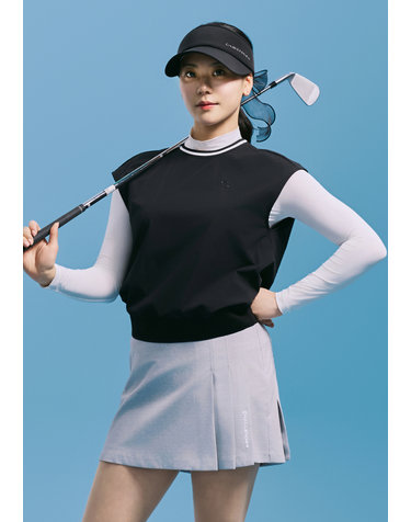 [온라인단독] [챌린저] 여성 와이드 립 라운드넥 베스트 블랙