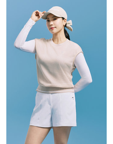 [온라인단독] [챌린저] 여성 메쉬 냉감 이너 레이어드 썬가드 티셔츠 베이지
