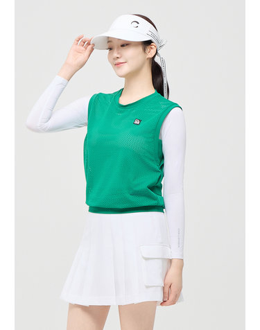 [온라인단독] [챌린저] 여성 스트레치 메쉬 라운드넥 골프 베스트 그린