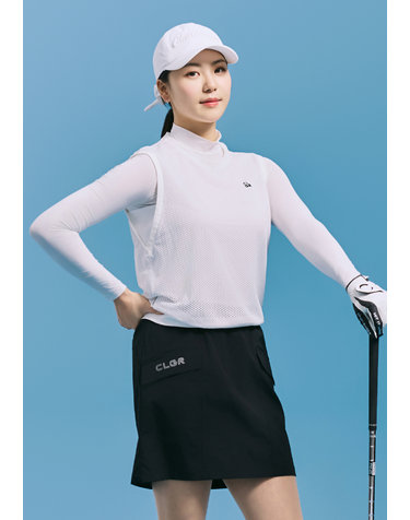 [온라인단독] [챌린저] 여성 스트레치 메쉬 라운드넥 골프 베스트 화이트