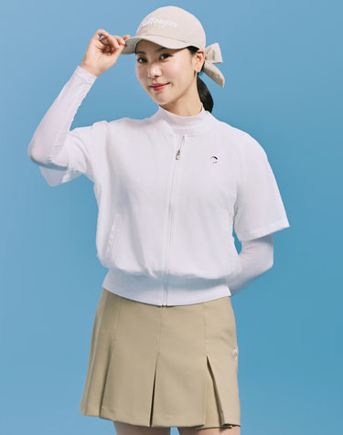 [온라인단독] [챌린저] 여성 시어서커 라글란 블루종 반팔 자켓 화이트