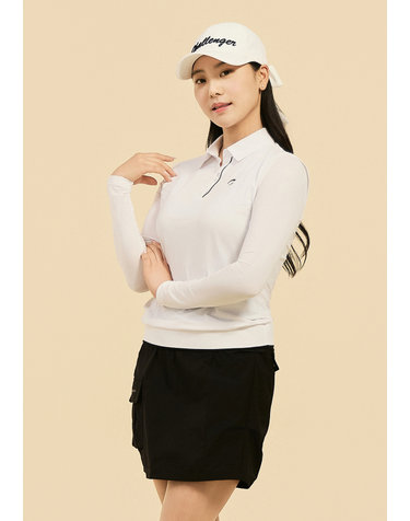 [온라인단독] [챌린저] 여성 냉감소매 카라 긴팔 썬가드 티셔츠 화이트