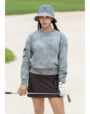 여성 타이다이 아트웍 라운드 맨투맨 티셔츠 그레이