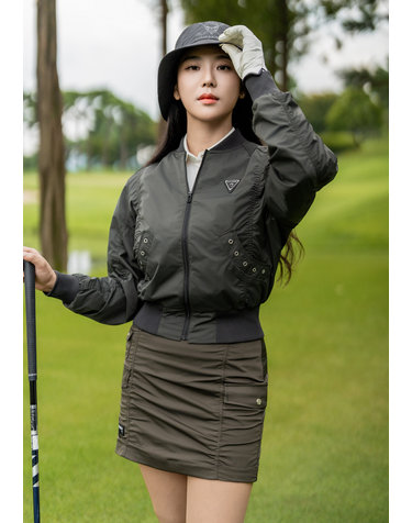 여성 어반 벌룬핏 항공 블루종 자켓 카키